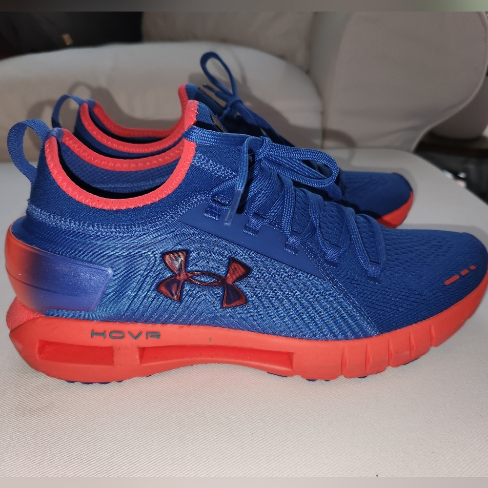 Vibrant Under Armour HOVR blue/purple and coral athletic shoes. Women's 9.5